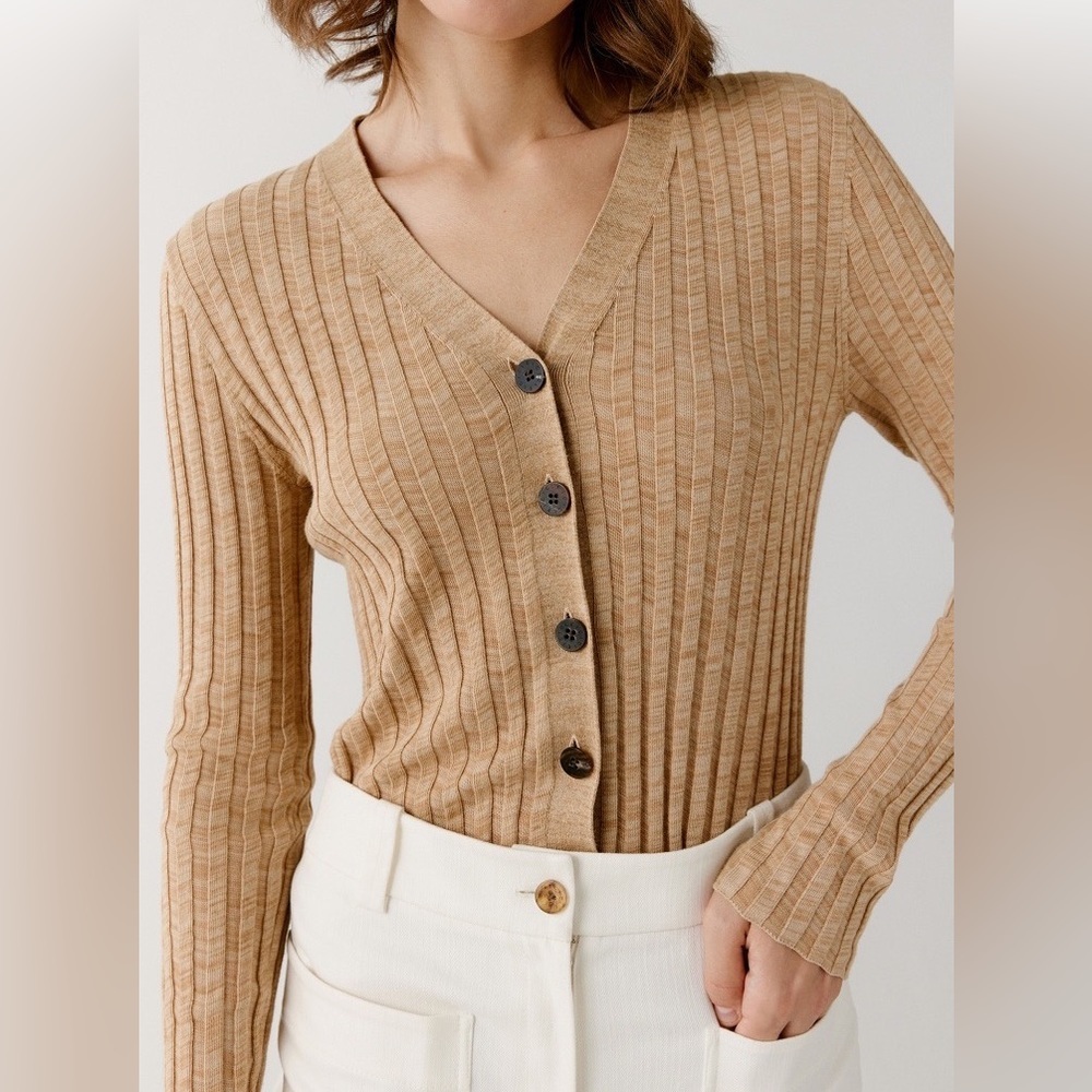 🍁ICICLE Cotton open knit light button up cardigan - Picture 1 of 15